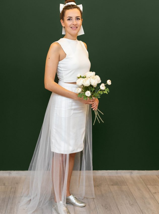 kurzer Rock mit Überrock zur Hochzeit